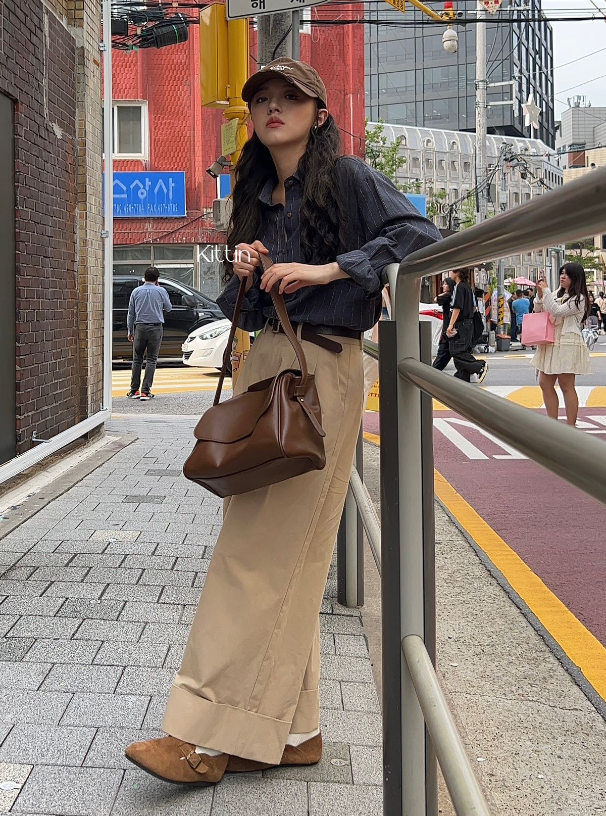Kittin Autumn New Version Of Cotton Pants Legs Rolled Edge Wide Leg Pants Women Wash Cotton Casual Pants