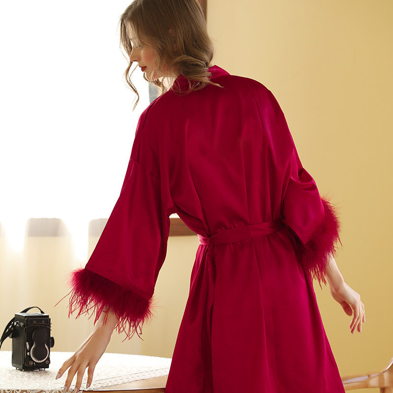 Bride Dressing Gown Ladies Dressing Gown Wedding Makeup Bridesmaids Wedding Kimono Satin Ice Silk Bathrobe
