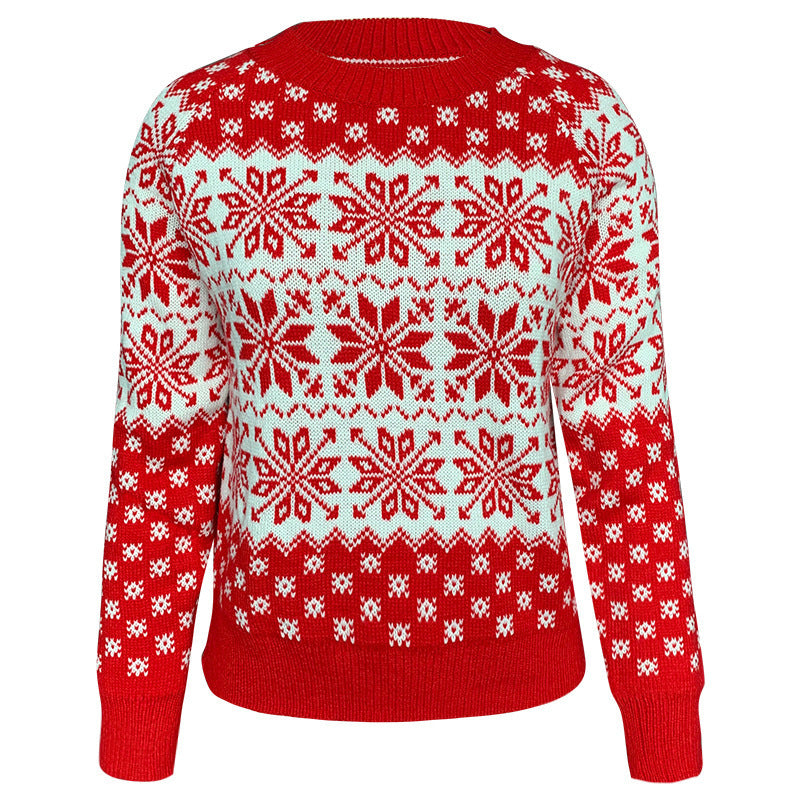 Autumn And Winter New Sweater Women's Christmas Snowflake Long-Sleeved Bottom Knit Sweater