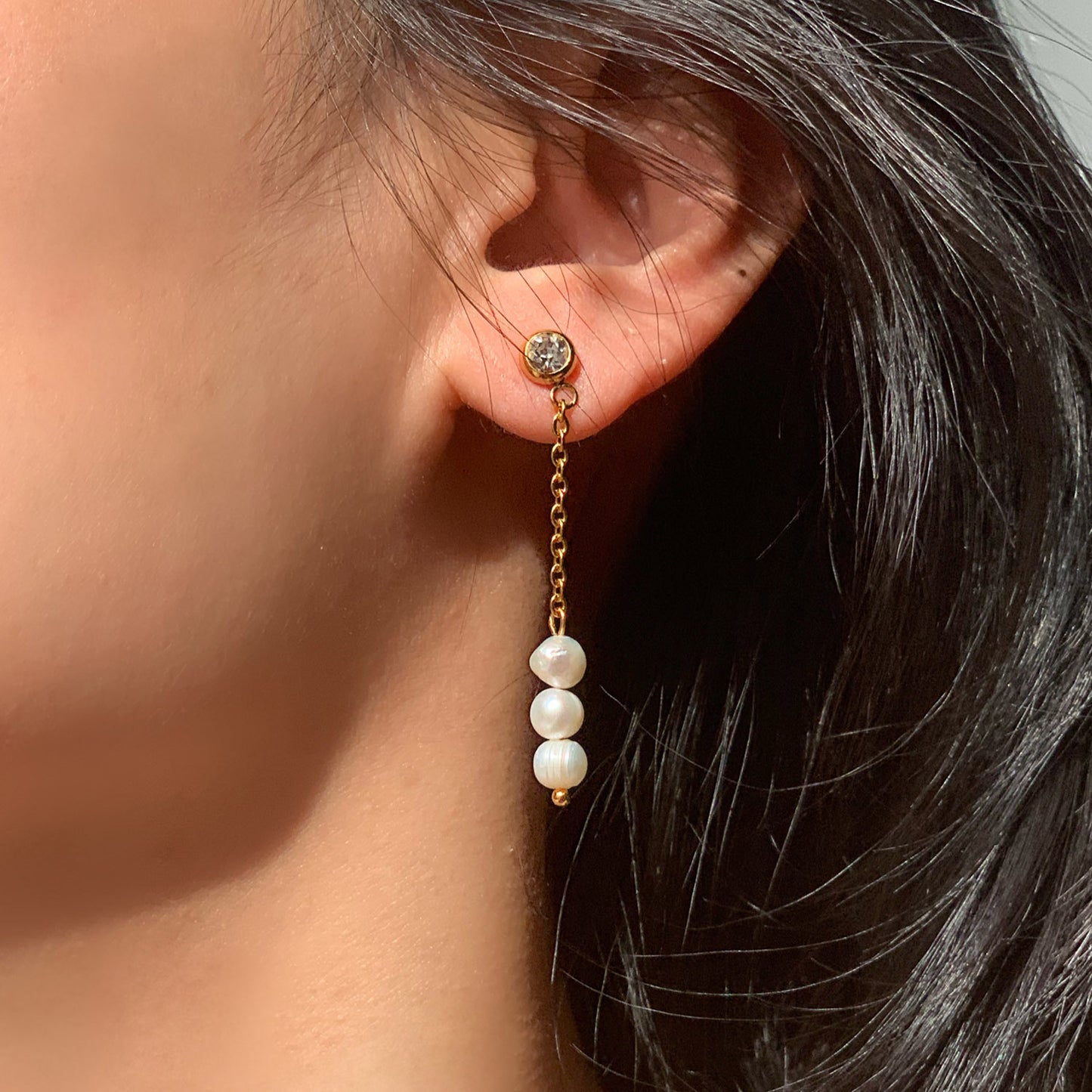 5pcs Stainless Steel 14K Gold Plated Earrings Pendant Jewelry Anti Long Chain Earrings For Women
