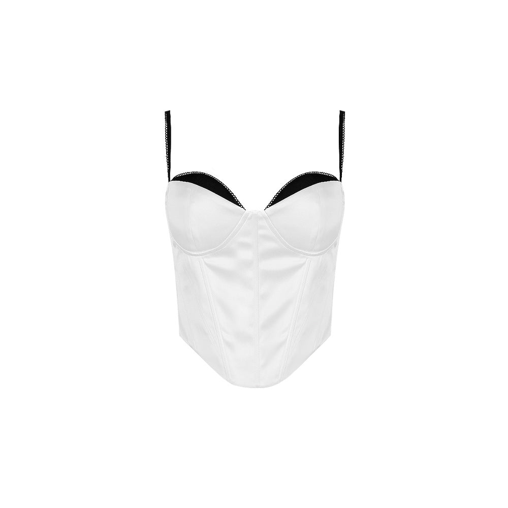 Women's Sexy Spice Girls With Halter Vest Irregular Crop Slimming Backless Fishbone Top Female Summer