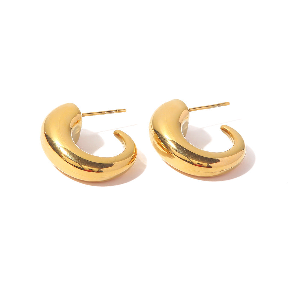 5pcs 18K Gold Irregular Shape Earrings Fashion Simple Fold Wear High-Grade Sensitive Earrings C Shape Hopo Stud Jewelry