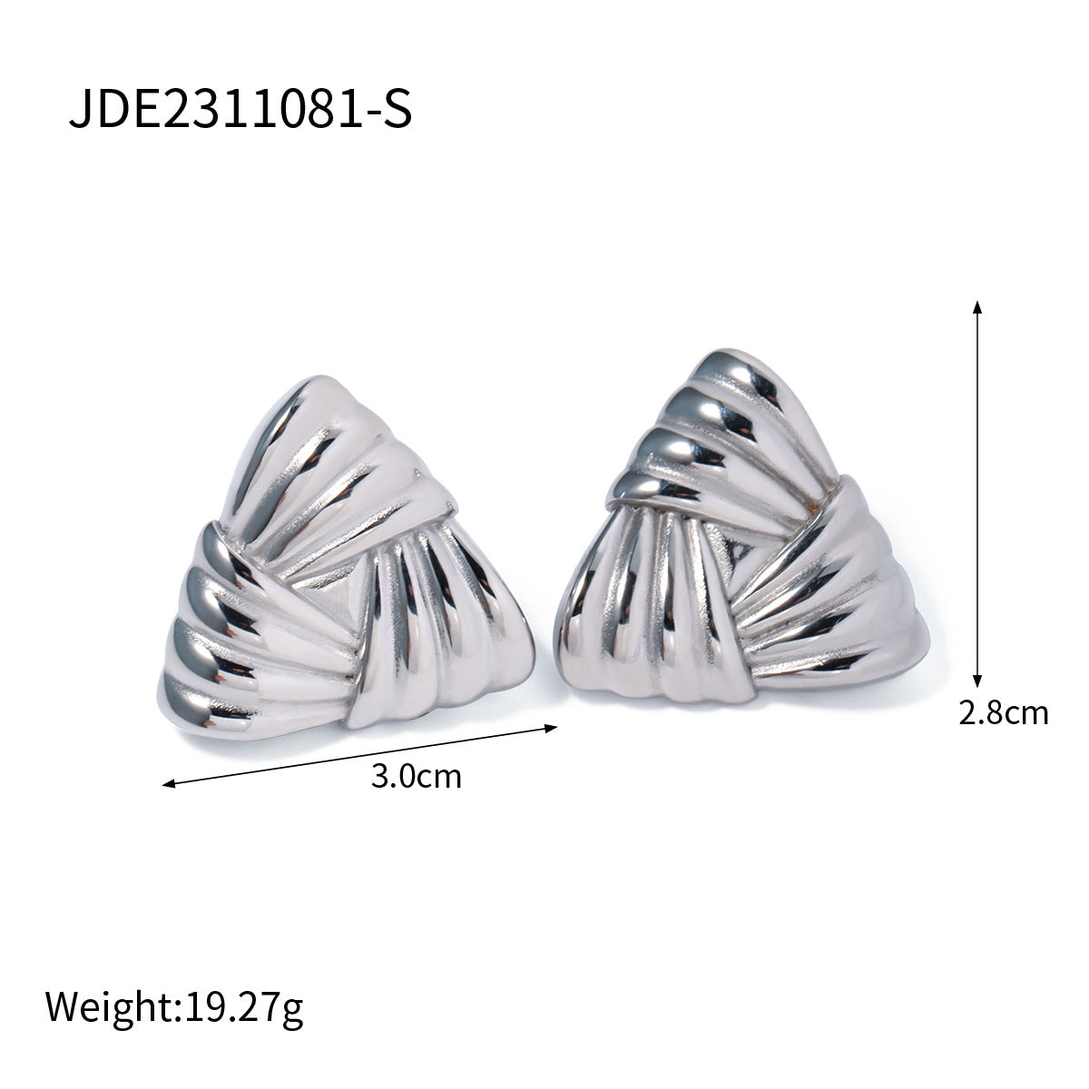 5pcs Geometry 18K Gold Stainless Steel Braided Texture Matching Color Triangle Studs Simple Earrings Cool Wind