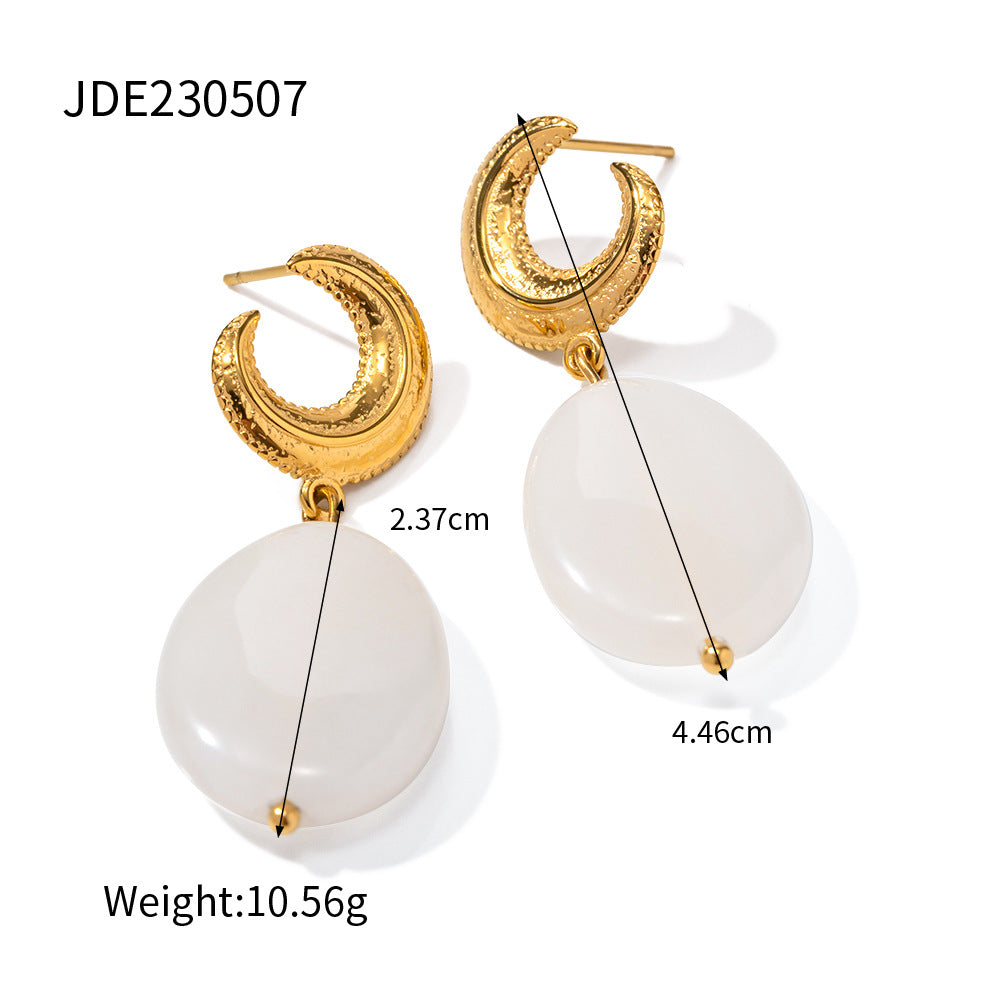 5pcs 18K Gold Stainless Steel Moon Studs Pendant Earrings All Matching Earrings