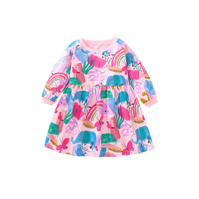 Girls Dress Autumn Long Sleeve Children's Skirt Home Casual Cotton Children's Dress