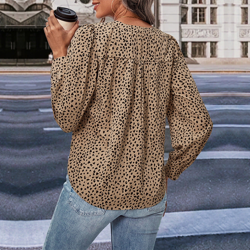 New Autumn New Women's Long-Sleeved Leopard Shirt Women