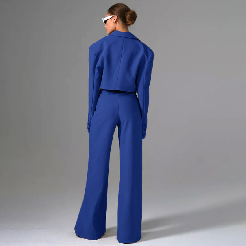 Fashion Commuter Small Suit High-Waisted Wide-Leg Pants Two-Piece Suit New Autumn And Winter Women's Wear