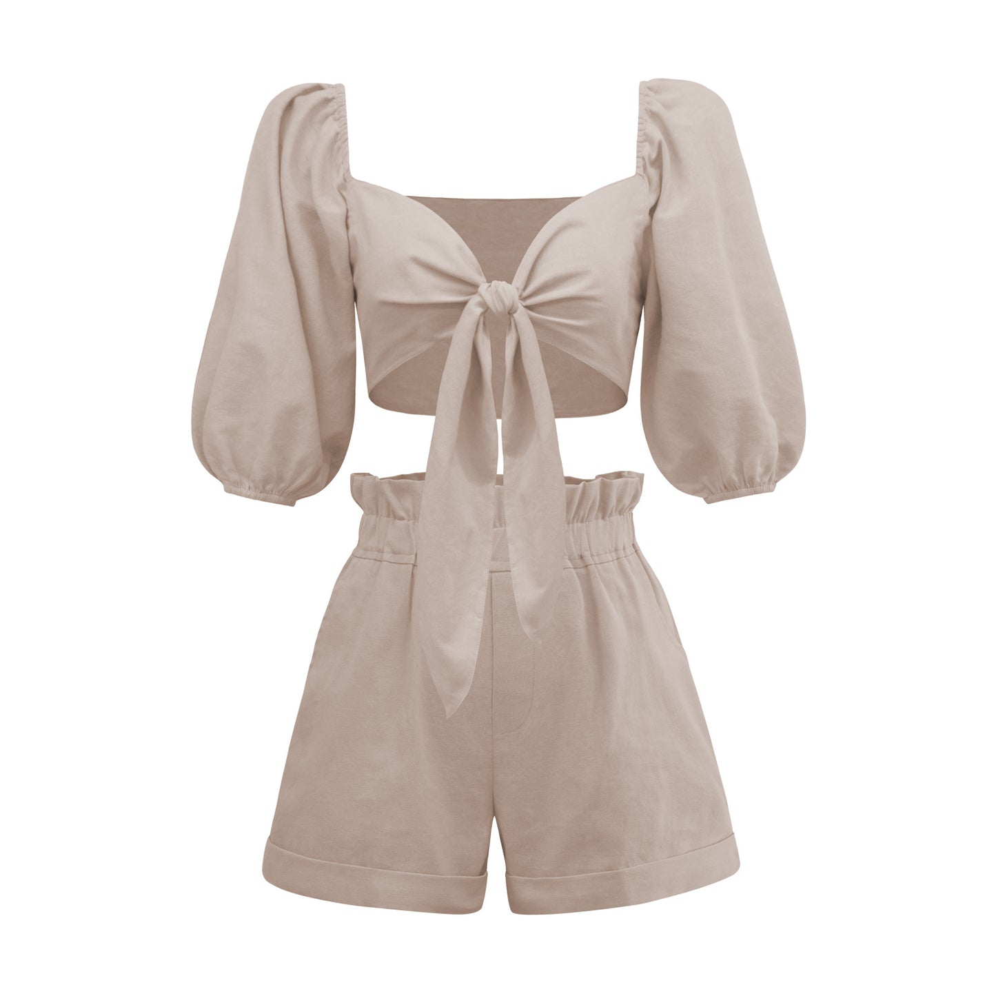 New Sexy Two-Piece Women's High-Waisted Shorts Cardigan Spice Girl Top Fashion Casual Suit