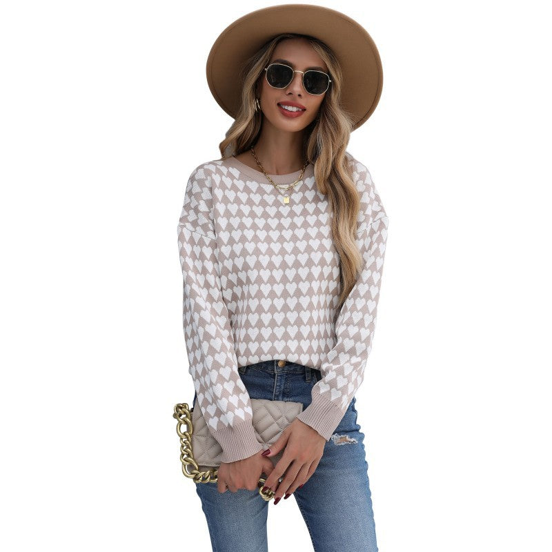 Autumn Winter Casual Women's Loose Long-Sleeved Fashion Love Women's Sweater