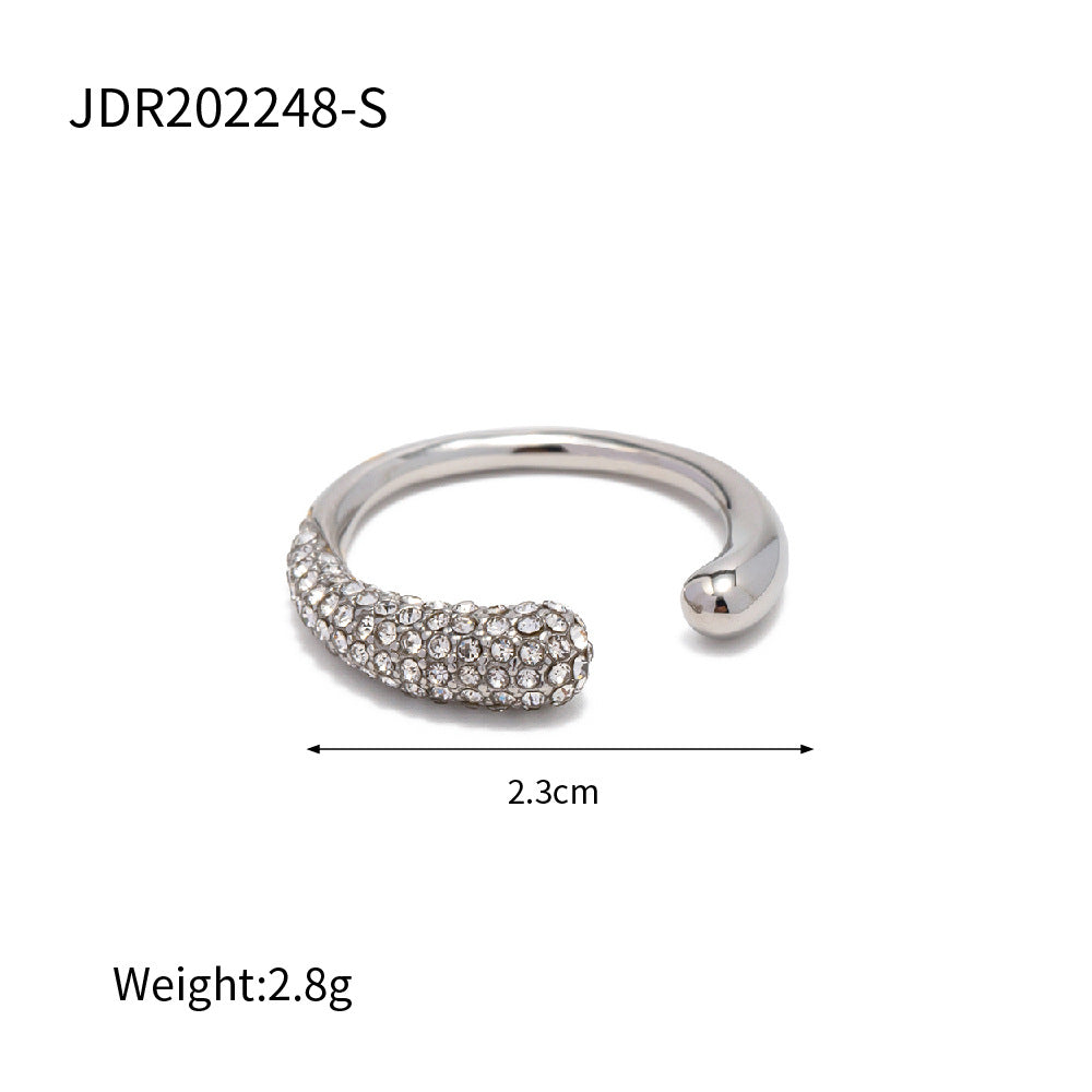 5pcs Early Spring Color Stainless Steel Inset Zircon Ring Does Not Fade Niche Jewelry