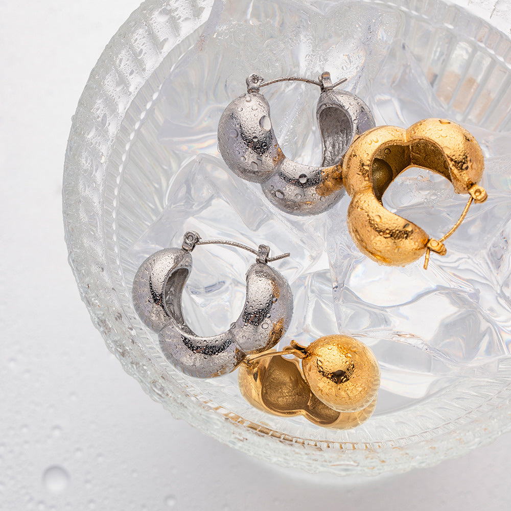 5pcs Stylish 18K Gold Stainless Steel Three Hemispheres Earrings Simple Titanium Steel Earrings Earrings For Women