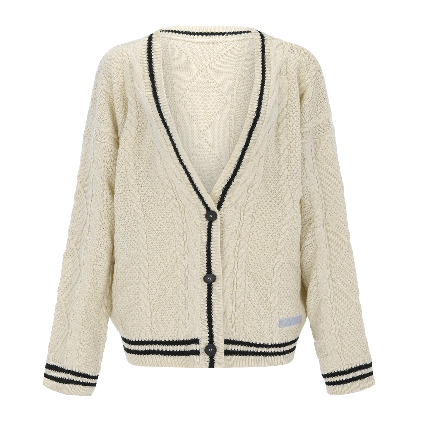 Autumn Winter Solid Color Long Sleeve Cardigan Feminine Commuter Batwing Knit Beige White Single Breasted Sweater Coat