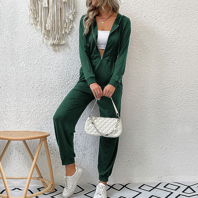 New Autumn And Winter Women's Solid Color Cargo Casual Jumpsuit