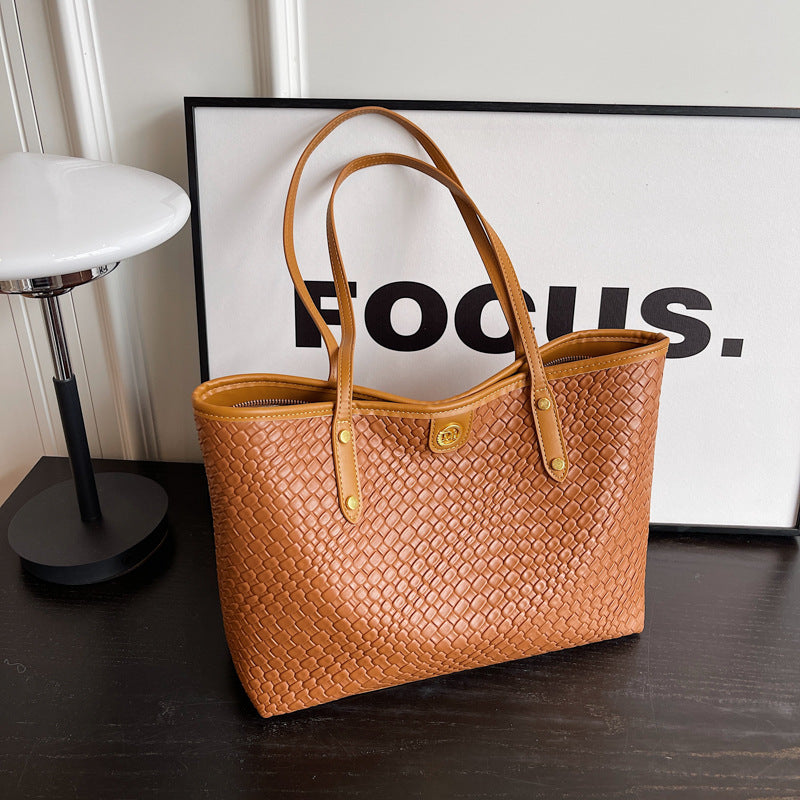 Commuter Large Capacity Bag New Women's Bag Leisure Style All-In-One Shoulder Bag Fashion College Student Tote Bag