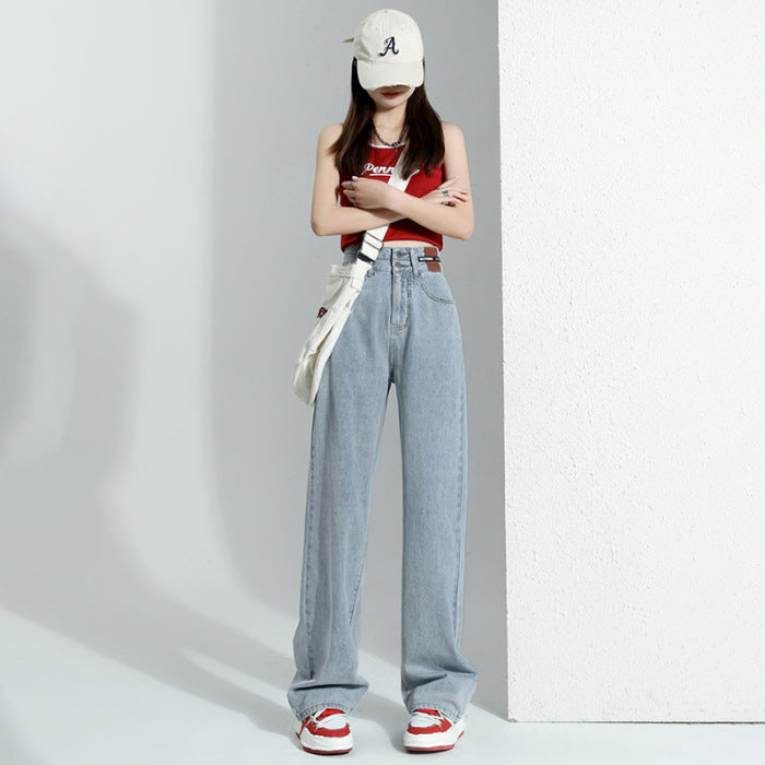 Retro High Waist Wide Leg Jeans For Women Autumn And Winter New Small Slim Straight Leg Trousers