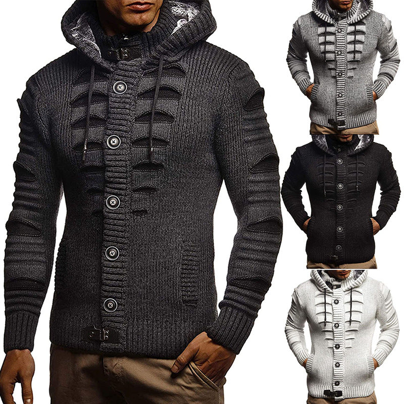 Autumn And Winter Sweater Cardigan Men Hooded Knit Cardigan Coat Men's Wear