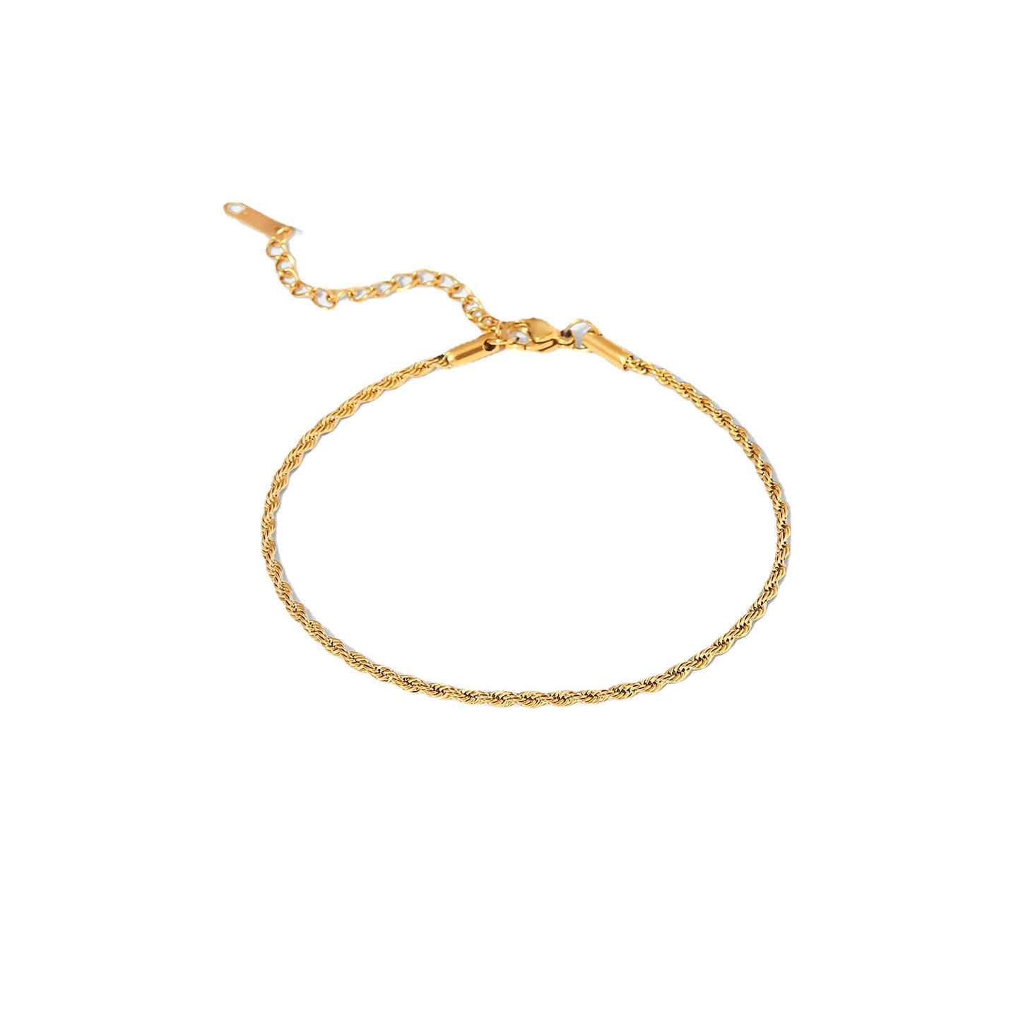5pcs Women's New Titanium Steel Anklet Stainless Steel Fashion 2Mm Thick Gold Twist Chain Anklet Jewelry
