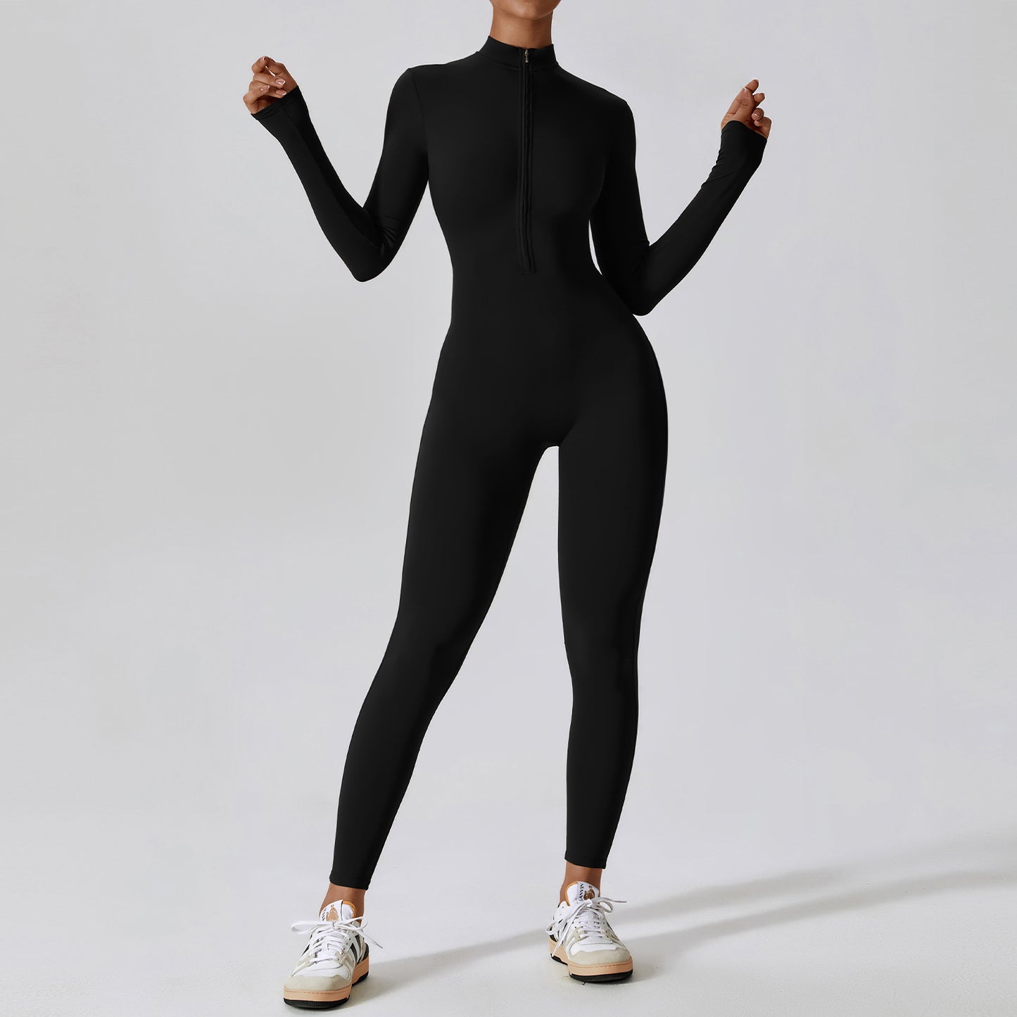Zipper Naked Long Sleeve Yoga Jumpsuit High Intensity Fitness Sports Bodysuit