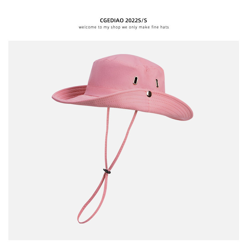 Western Cowboy Hat Female Summer Big Brimmed Day Fisherman Hat Sun Protection Outdoor Beach Tour Hiking Hat Male