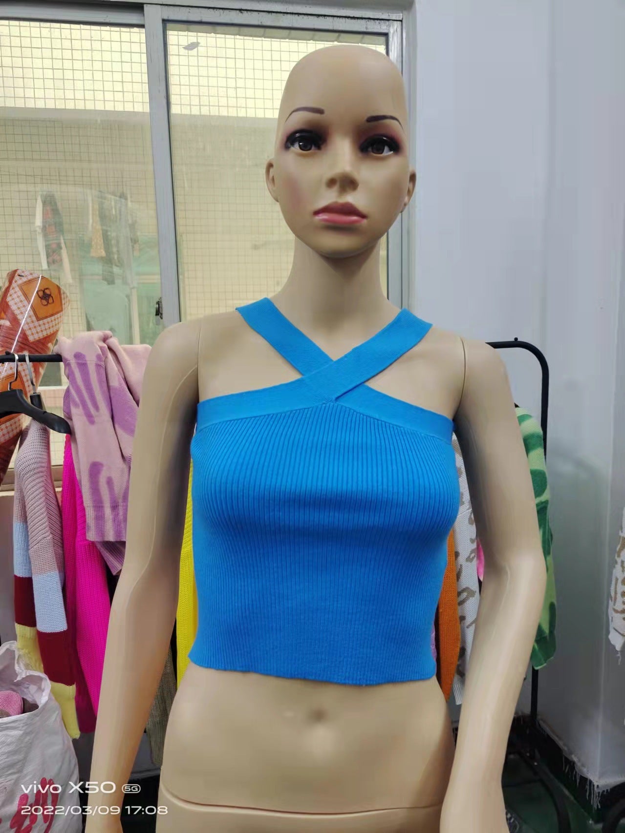 Cross-Neck Knitted Halter Small Vest Backless Tight Thin Bandage On The Chest
