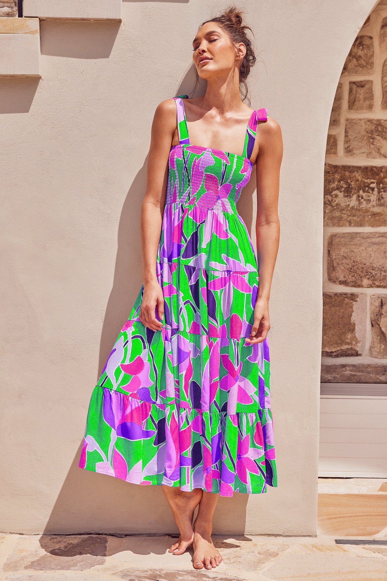Summer Women's New Commuter Sleeveless Spice Print Long Halter Dress