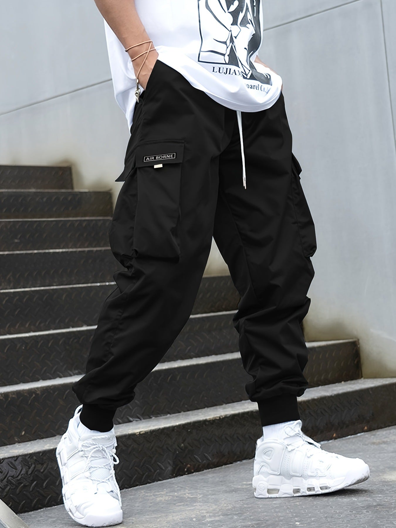 Large Size Overalls Spring Japanese Fashion Men's Casual Pants Multi-Pocket Youth Trend Loose Bundle Feet