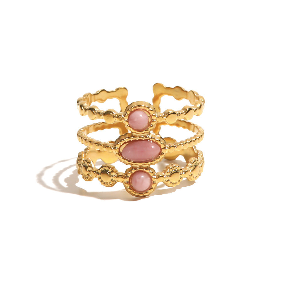 5pcs High-Grade Red Geometric Ring Opening Adjustable Food Ring Light Luxury Small Female Hand Decoration Cold Jewelry