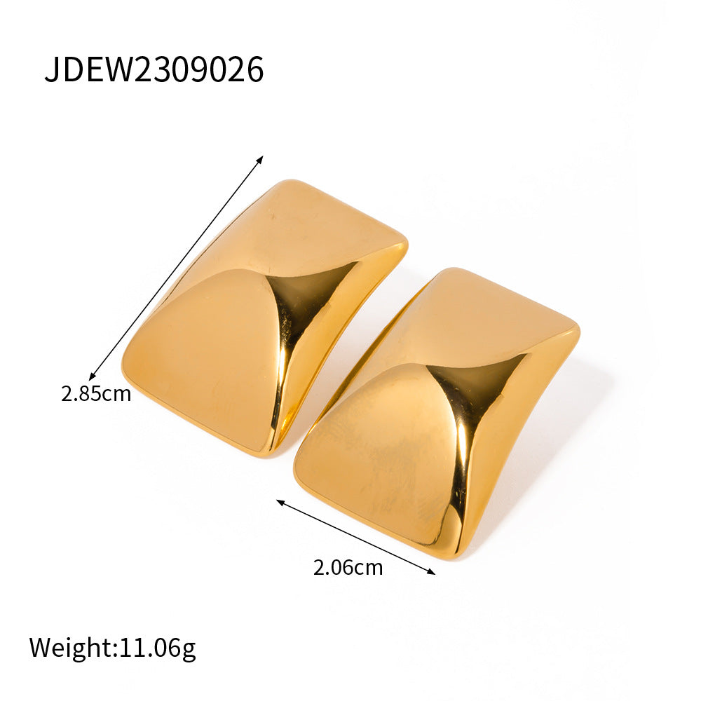 5pcs Simple Retro New 18K Gold High Grade Sense Rectangular Earrings Drop Female Cool Accessories