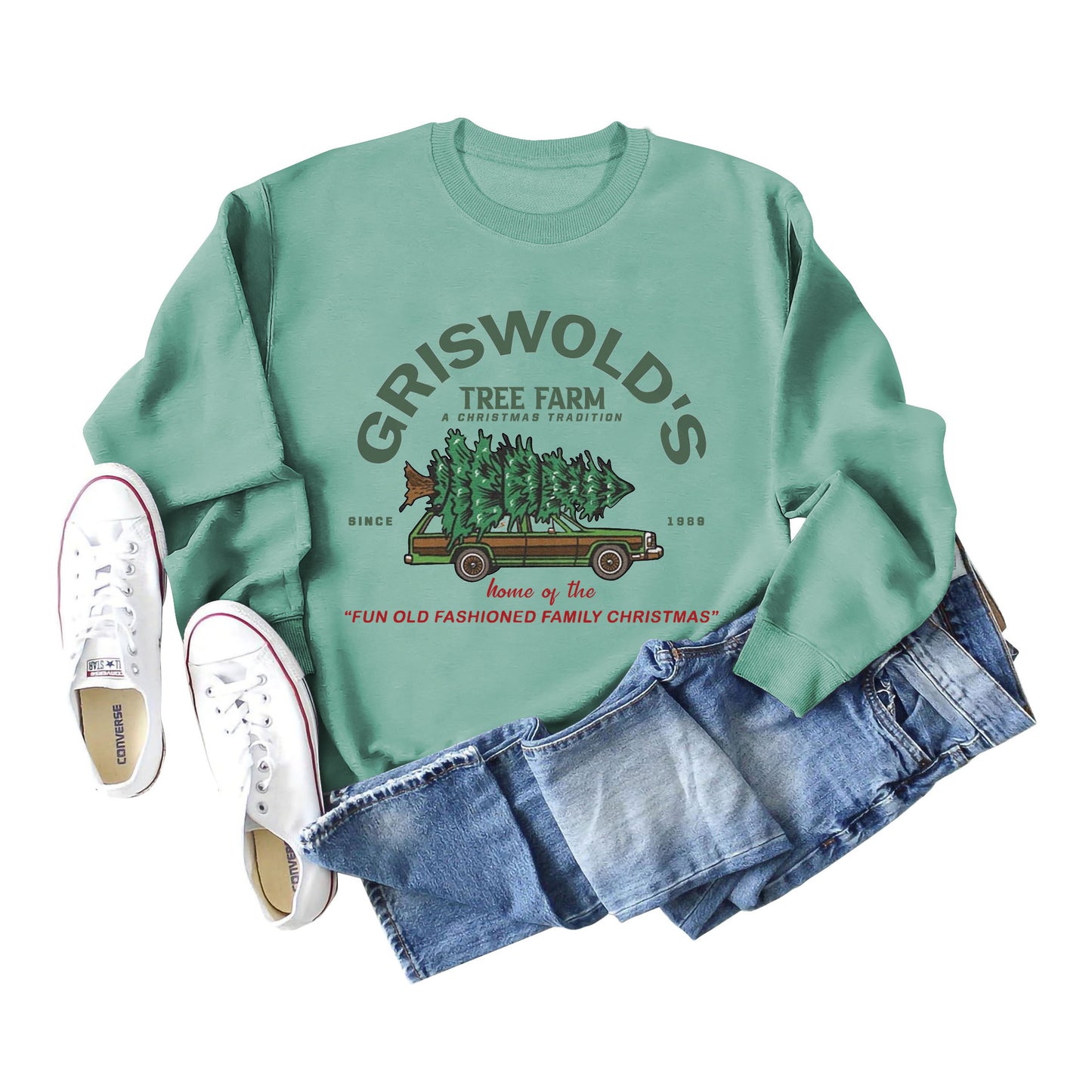 Griswold's Christmas Tree Letter Round Neck Long Sleeve Christmas Plus Size Women's Hoodie