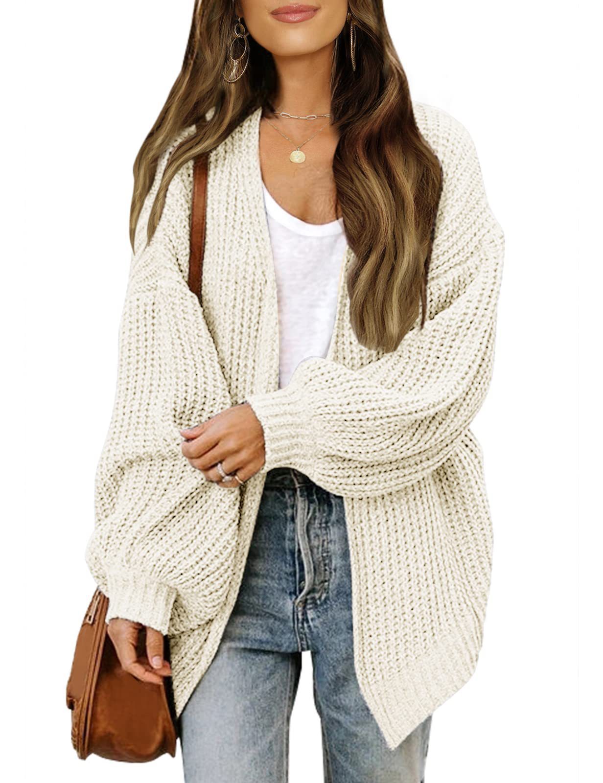 Women's New Autumn And Winter New Lantern Sleeve Sweater Women's Coat Coarse Pocket Knitted Cardigan