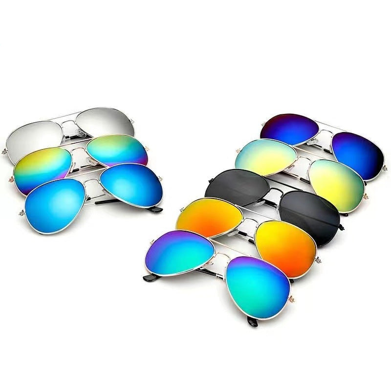 5 pairs New Brilliant Sunglasses Full Color Pilot Goggles Metal Sunglasses Sunglasses Stall