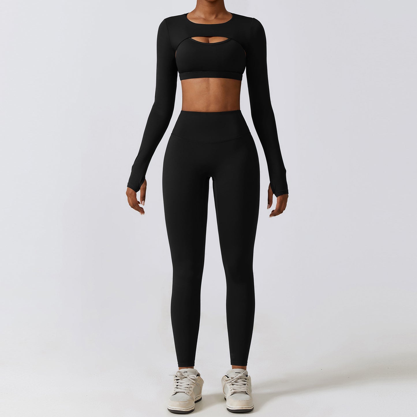 Autumn And Winter Tight Yoga Clothing Naked Sense Quick Drying Sports Set Slim Fitness Clothing Three Sets
