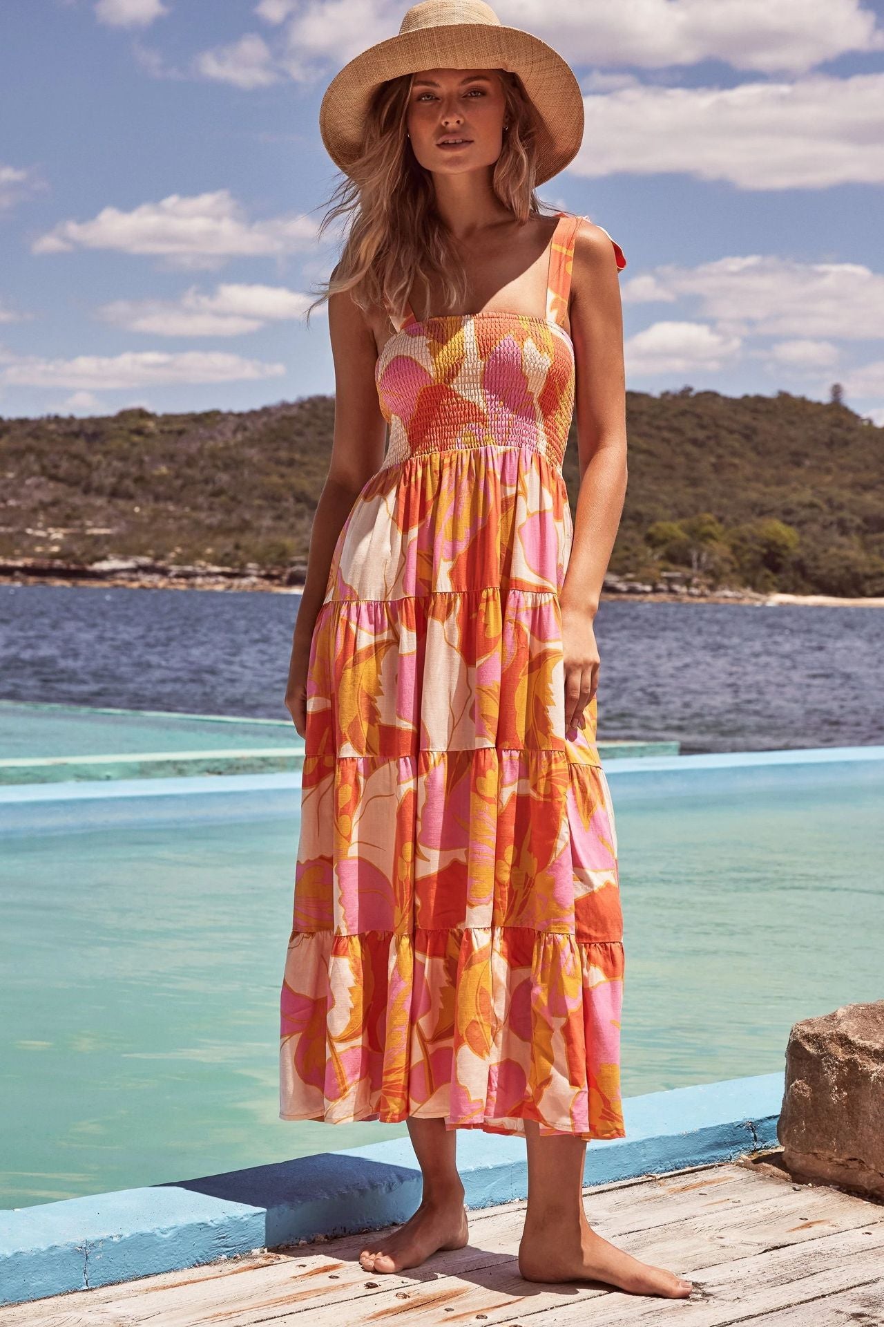 Summer Women's New Commuter Sleeveless Spice Print Long Halter Dress