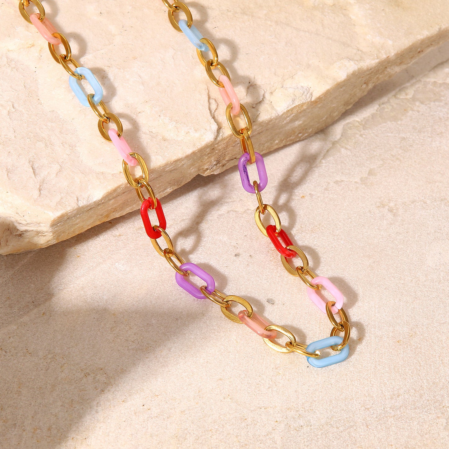 5pcs Fashion Interesting 18K Gold Color O-Chain Stainless Steel Necklace Personality Creative Jewelry Titanium Steel Collar Female