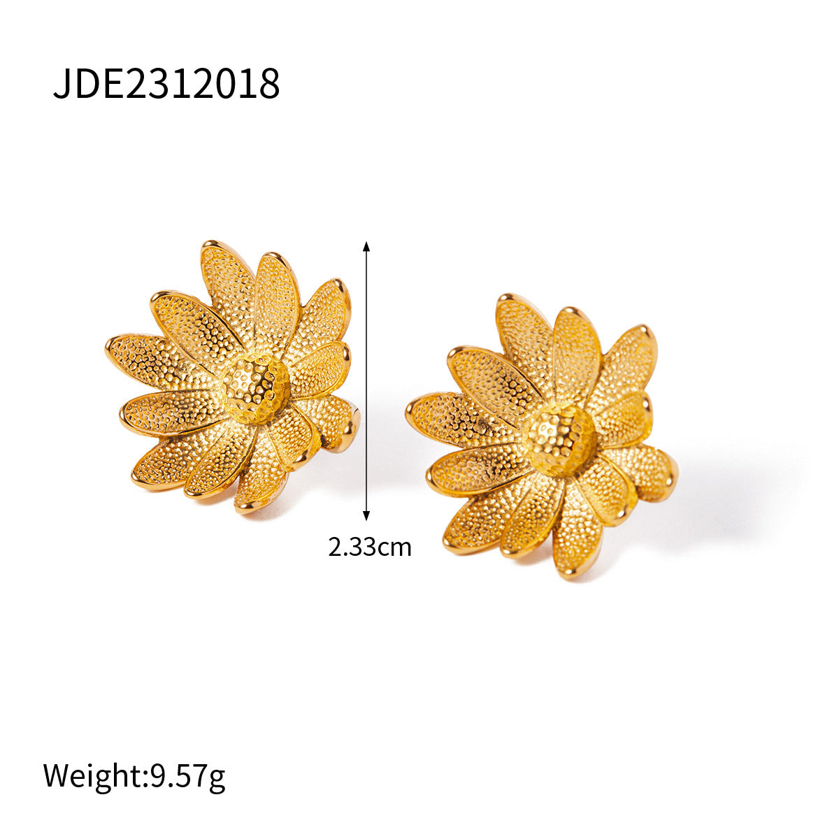 5pcs 18K Gold Stainless Steel Small Daisy Stud Earrings Selling Flowers Sunflower Stud Earrings