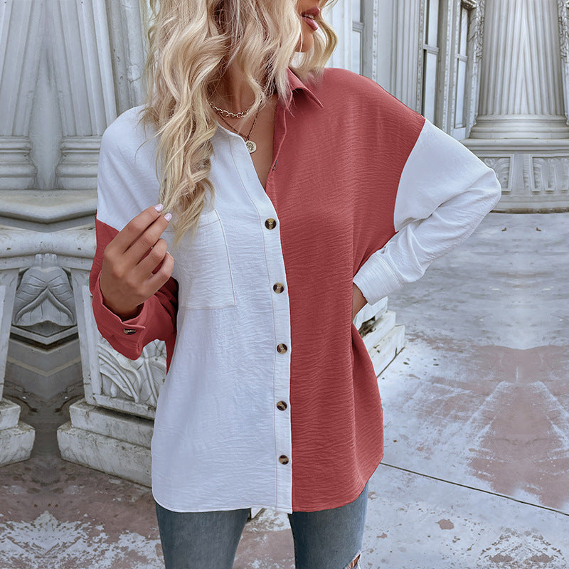 New Autumn New Women's Color Long-Sleeve Shirt Female Design Sense