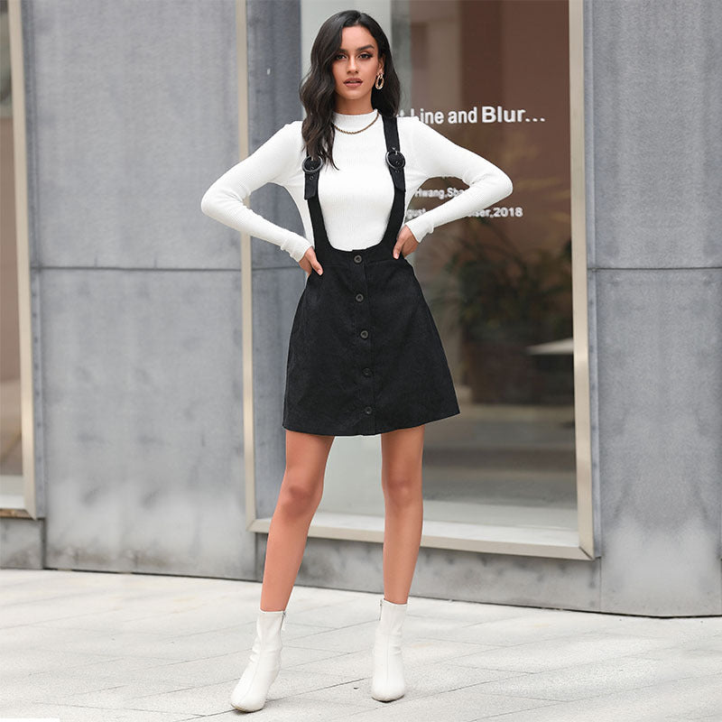 Exclusively For New Fashion Women's Short Dress Black Strap Skirt