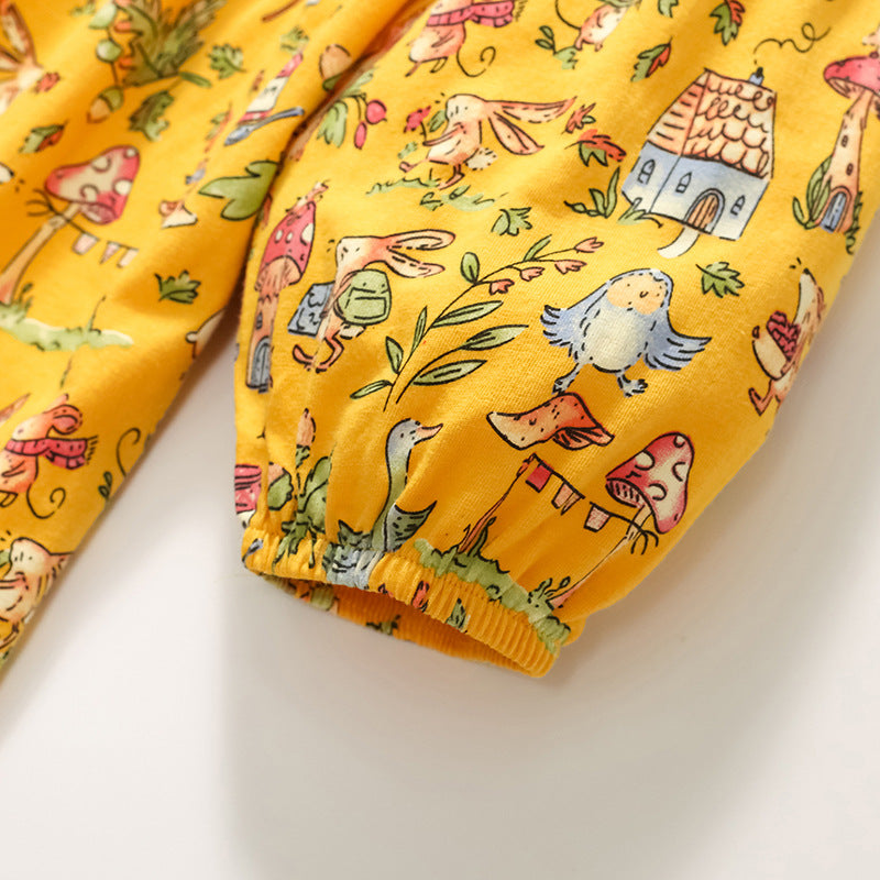 Autumn Long-Sleeved Children's Skirt Girls' Dress Cotton Casual Children's Dress