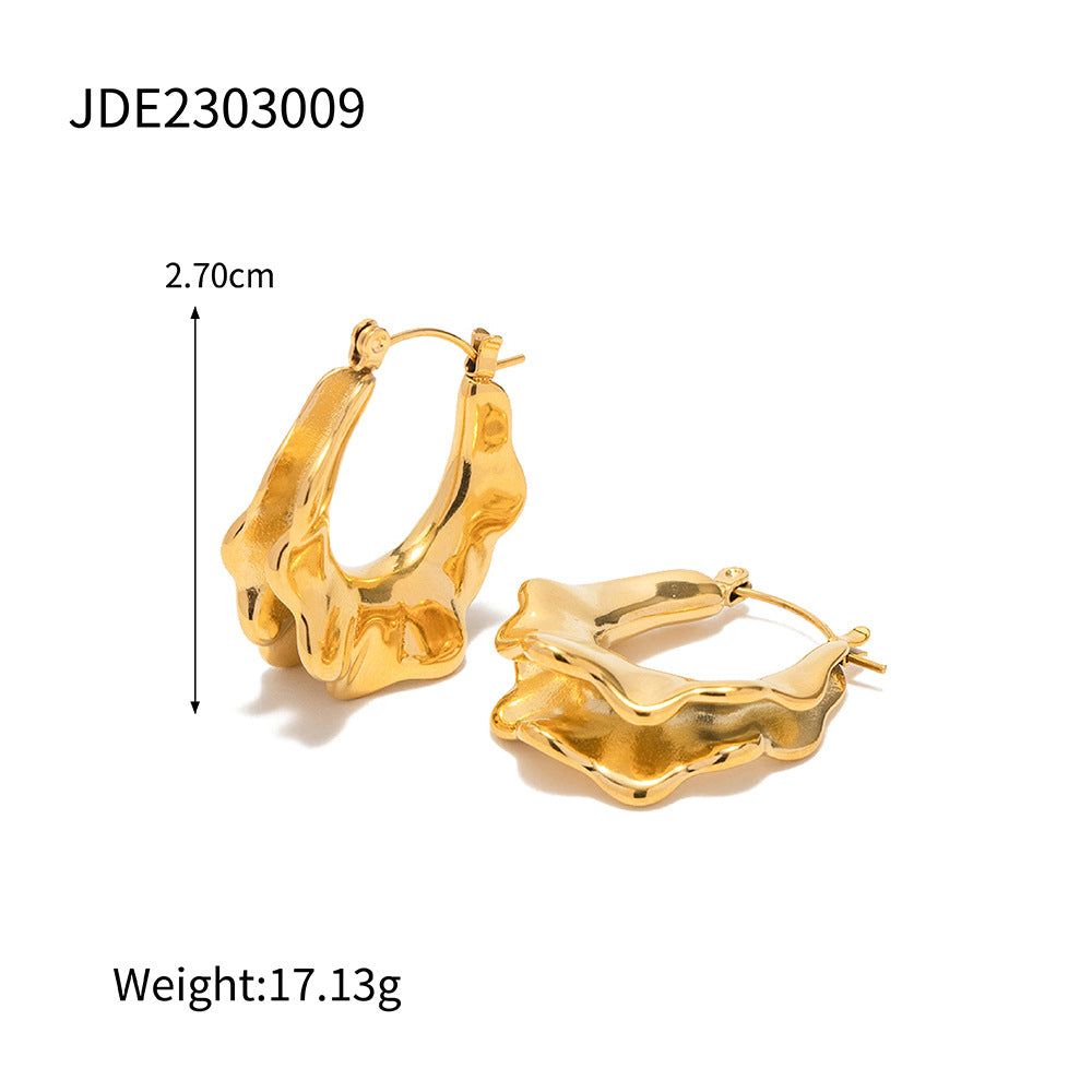 5pcs Premium Earrings 18K Gold-Plated Stainless Steel Skirt Hoop Earrings