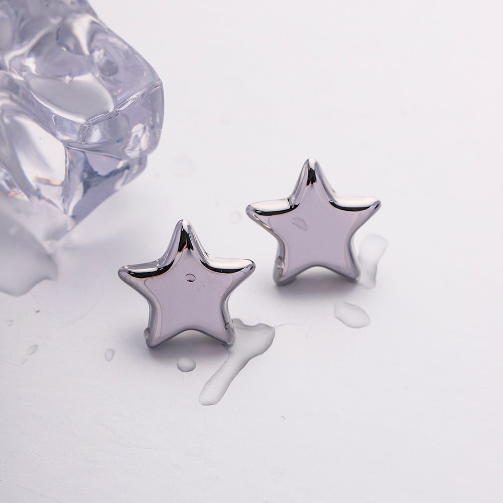 5pcs New Style Fashion Earrings For Ladies White Gold Hollow Star Earrings White Oxidized Tide Earrings