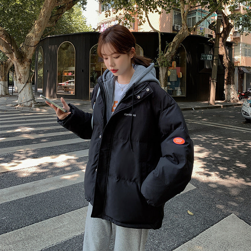 Winter Down Padded Jacket Women's New Large Size Hooded Padded Jacket Version Fake Two Loose Padded Coat Tide