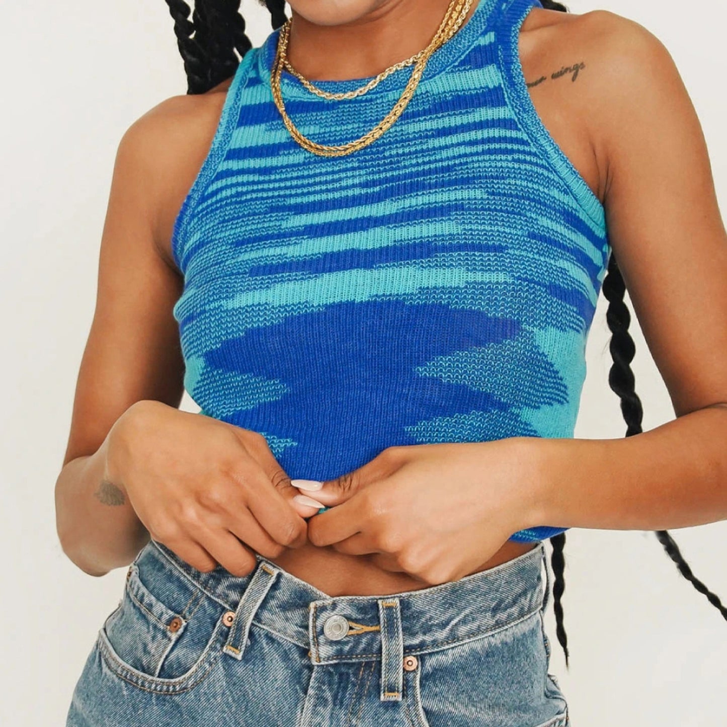 Knitted New Color Wool Woven Tight Vest Sleeveless Short Top