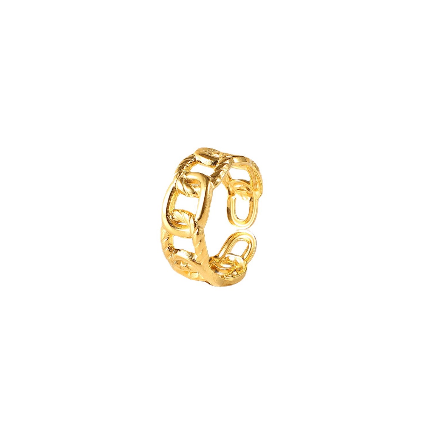 5pcs Men's And Women's Finger Rings Titanium Steel Plated 18K Gold Stainless Steel Twist Chain Open Ring Jewelry