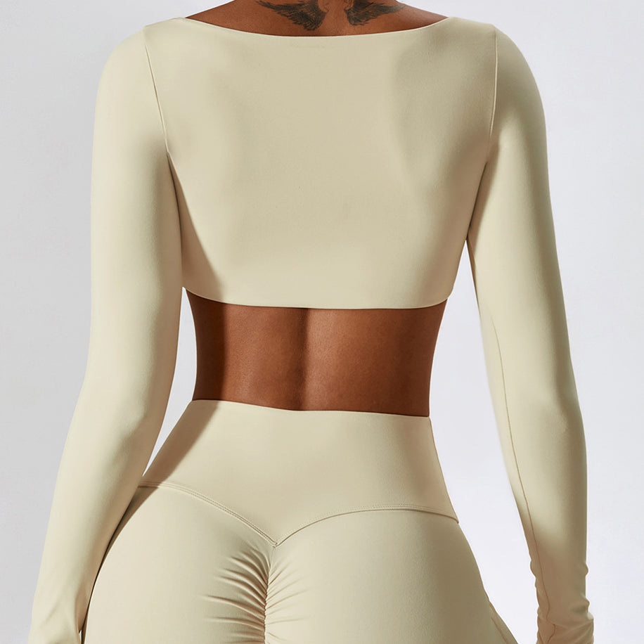 Sexy Naked Long Sleeve Yoga Clothes Outdoor Running T-Shirt Quick Drying Tight Fitness Clothes Top