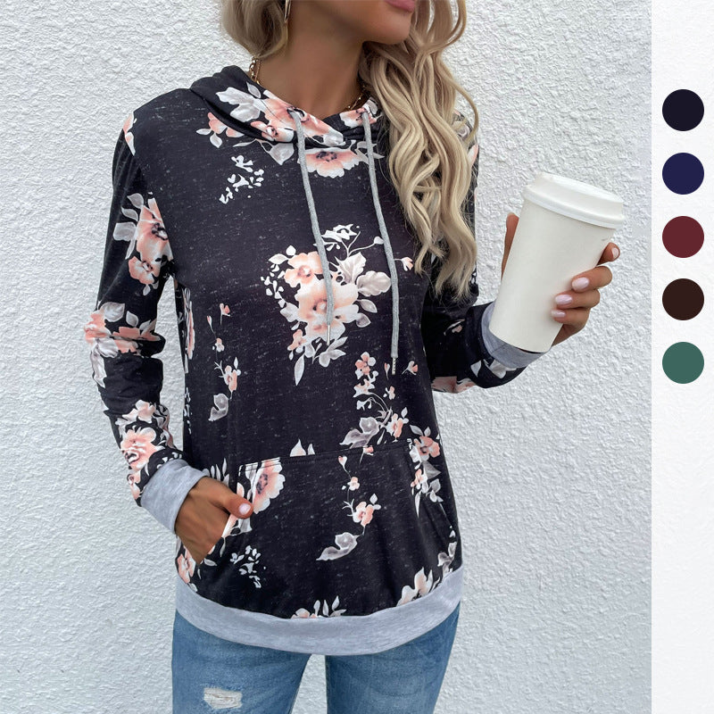 New Autumn New Women's Pullover Print Pocket Hoodie