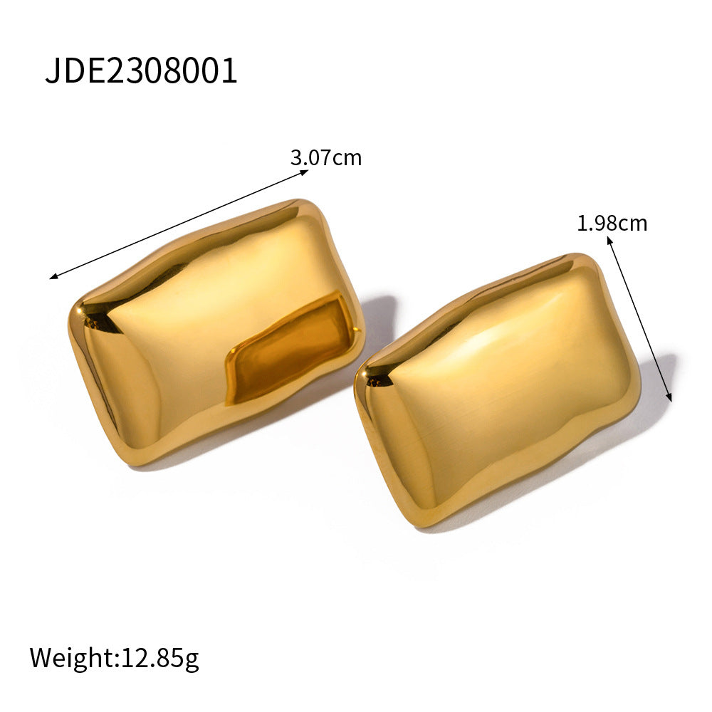 5pcs Simple Retro New 18K Gold High Grade Sense Rectangular Earrings Drop Female Cool Accessories
