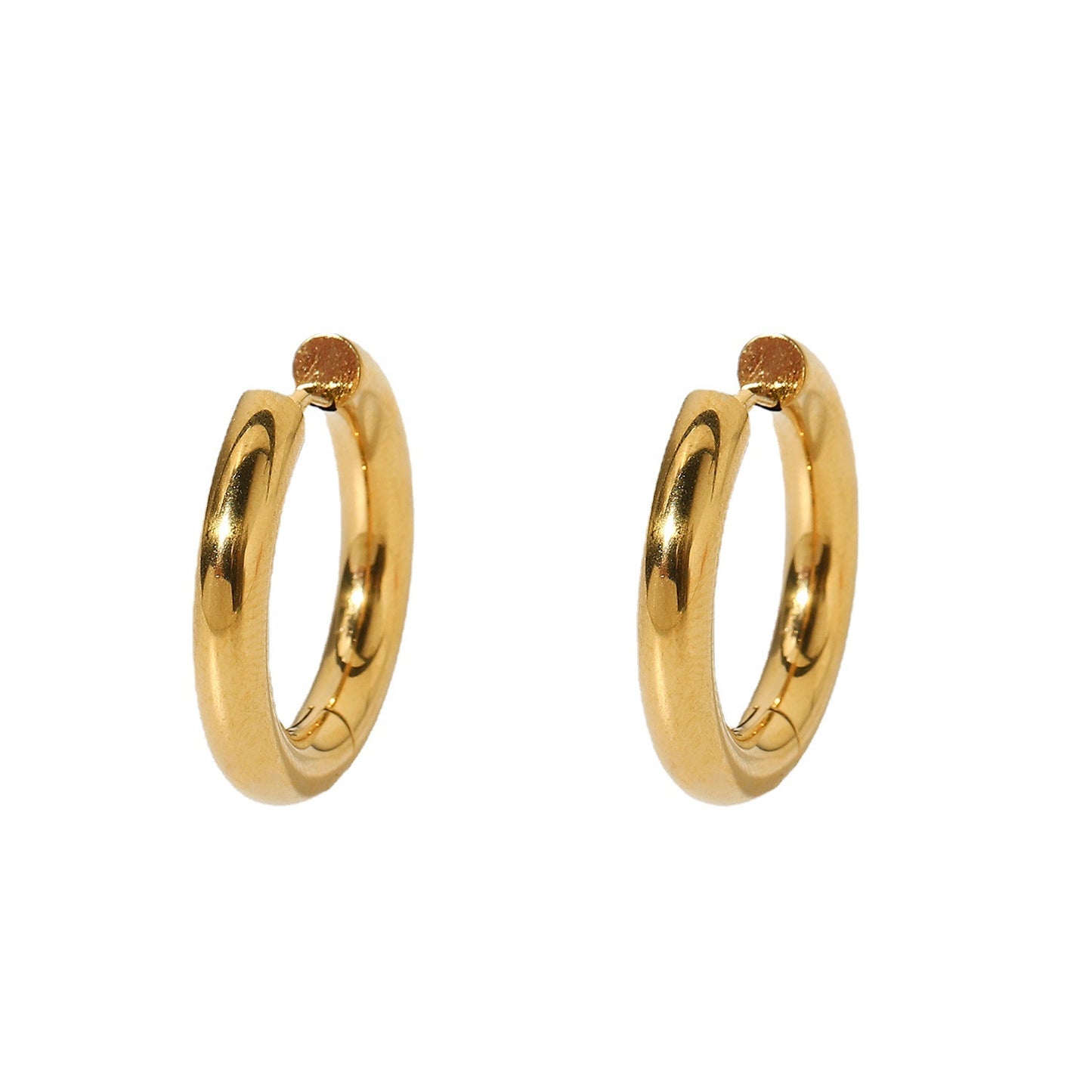 5pcs Double Gold Plated Stainless Steel Solid Hoop Earrings 18K Gold Titanium Steel Women's Hoop Earrings