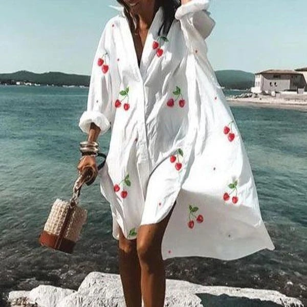 Women's Clothing Spring New Fashion Temperament Print Loose Shirt Dress A Generation