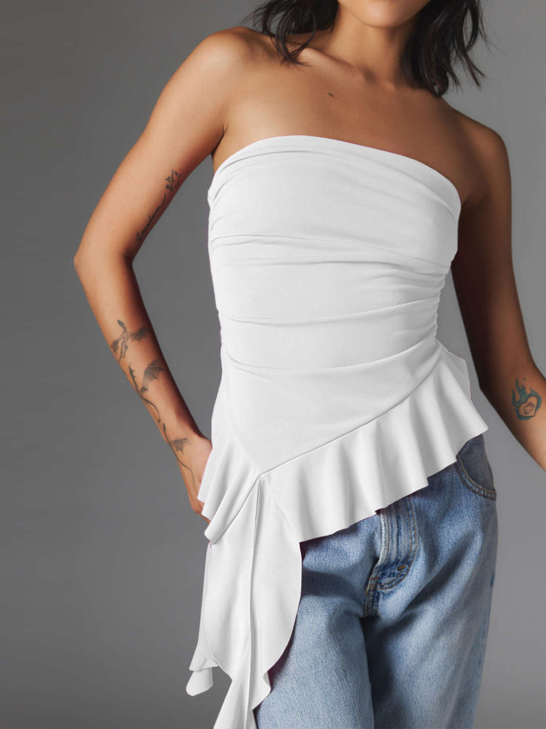 Y2K New Maillard Women's Dress With Spice Girls Fringe Slim-Fit Bm Top Slimming Chest Vest Base