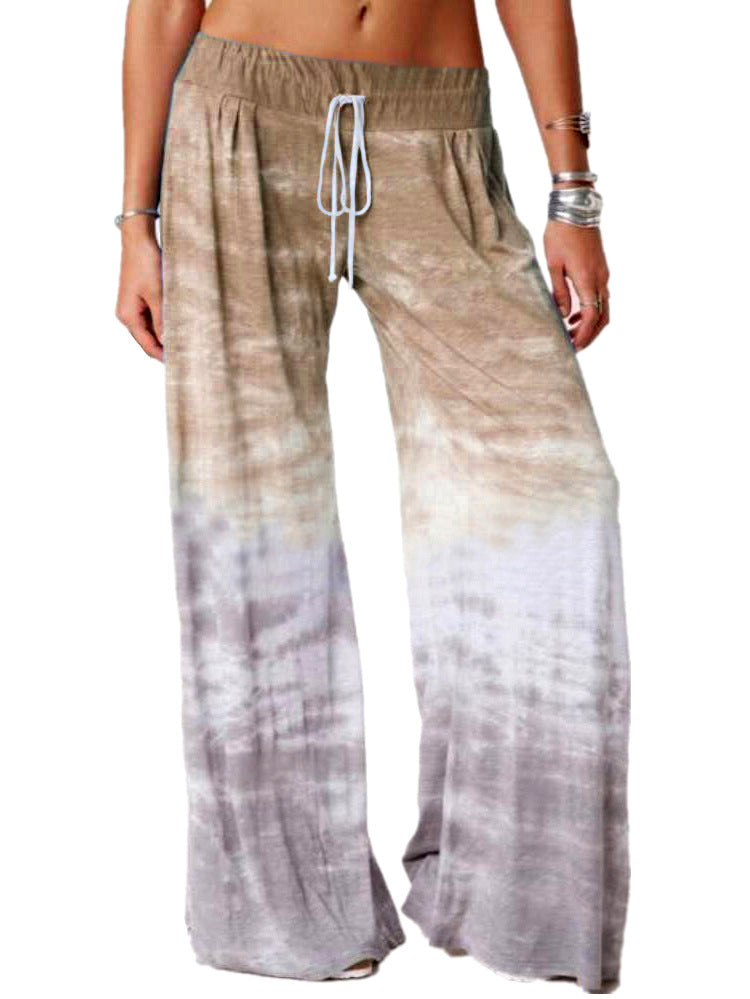 Women's Loose Gradual Color Printing Yoga Wide Leg Tracksuit Pants
